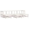 vidaXL 7 pcs conjunto lounge de jardim pinho maciço branco