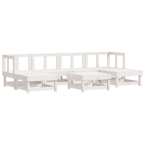 vidaXL 7 pcs conjunto lounge de jardim pinho maciço branco