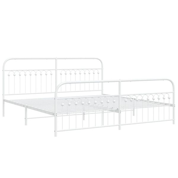 vidaXL Estrutura de cama com cabeceira e pés 193x203 cm metal branco
