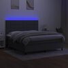vidaXL Cama box spring c/ colch&atilde;o e LED 160x200 cm tecido cinza-escuro