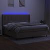 vidaXL Cama box spring colch&atilde;o/LED 200x200cm tecido cinza-acastanhado