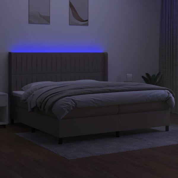 vidaXL Cama box spring colch&atilde;o/LED 200x200cm tecido cinza-acastanhado