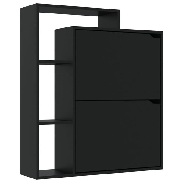 vidaXL Sapateira 79,5x24x90,5 cm contraplacado preto