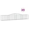 vidaXL Cestos gabi&atilde;o arqueados 9 pcs 400x50x60/80 cm ferro galvanizado