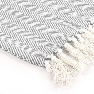 vidaXL Manta em algodão 220x250 cm padrão espinha cinzento
