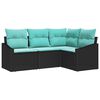 vidaXL Conjunto de Sof&aacute;s com almofada 4 pcs Preto vime PE