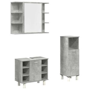 vidaXL 3 pcs conj. m&oacute;veis casa banho derivados madeira cinza cimento