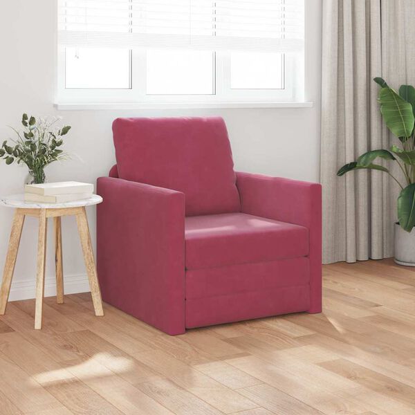vidaXL Sofá-Cama Vinho Vermelho 74 x 77 x 81 cm Veludo