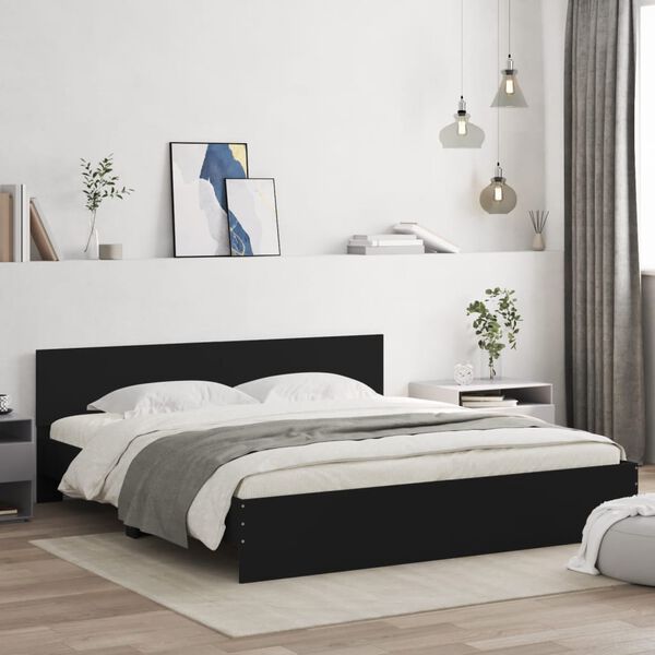 vidaXL Estrutura de cama com cabeceira 180x200 cm preto