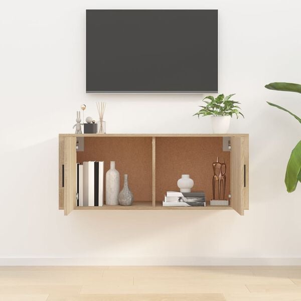 vidaXL M&oacute;vel de TV de parede 100x34,5x40 cm carvalho sonoma