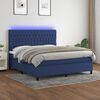 vidaXL Cama box spring c/ colch&atilde;o e LED 160x200 cm tecido azul