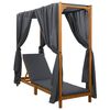 vidaXL Cama de sol &uacute;nica com toldo e cortinas Madeira S&oacute;lida de Ac&aacute;cia