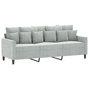 vidaXL Sof&aacute; de 3 lugares 180 cm veludo cinzento-claro