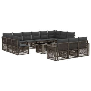 vidaXL Conjunto de Sof&aacute; de Jardim 14 unid. Cinza e Cinza Escuro
