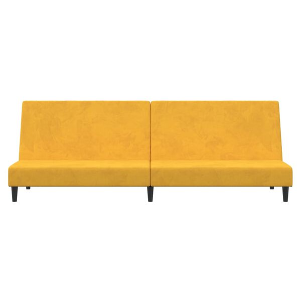 vidaXL Sof&aacute;-cama de 2 lugares veludo amarelo
