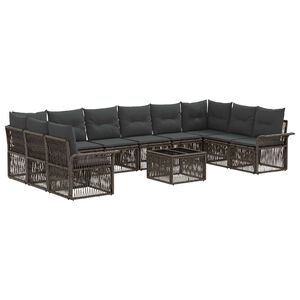 vidaXL Conjunto de Sof&aacute; de Jardim 11 pcs Cinzento vime PE