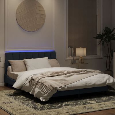 vidaXL Estrutura de cama c/ luzes LED 140x190cm veludo cinzento-escuro