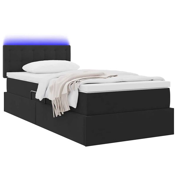 vidaXL Cama com arruma&ccedil;&atilde;o e LED com colch&atilde;o Preto 100 x 200 cm Veludo
