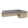 vidaXL 9 pcs conjunto de sof&aacute;s p/ jardim com almofad&otilde;es vime PE bege