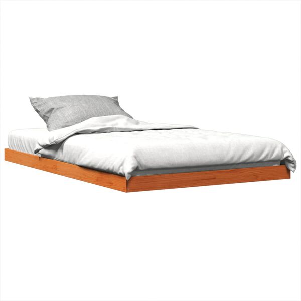 vidaXL Estrutura de cama 120x190 cm madeira pinho maci&ccedil;a castanho cera