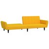 vidaXL Sof&aacute;-cama de 2 lugares com banco veludo amarelo