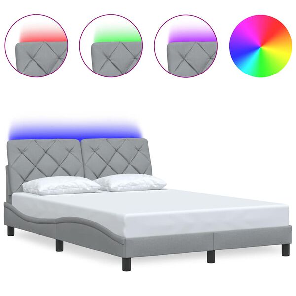 vidaXL Estrutura de cama com LED sem colch&atilde;o 140x200 cm tecido