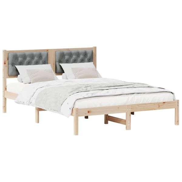 vidaXL Estrutura da Cama com cabeceira Cinzento-claro 140 x 190 cm