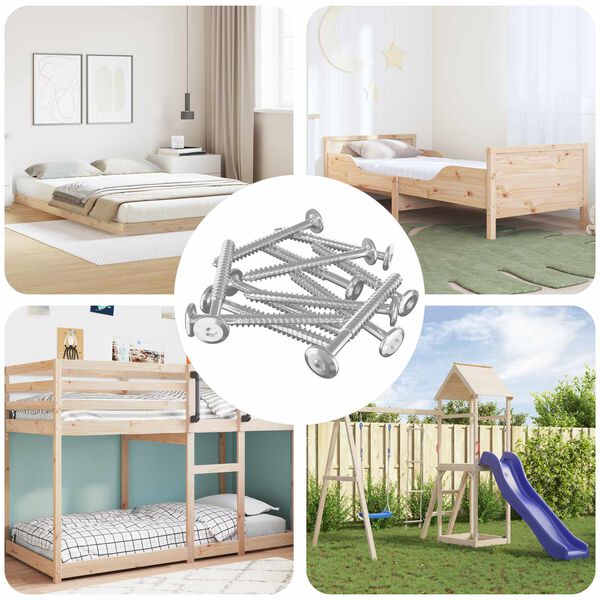 vidaXL Parafusos de Madeira 12 pcs Prateado M6 x 70 mm A&ccedil;o