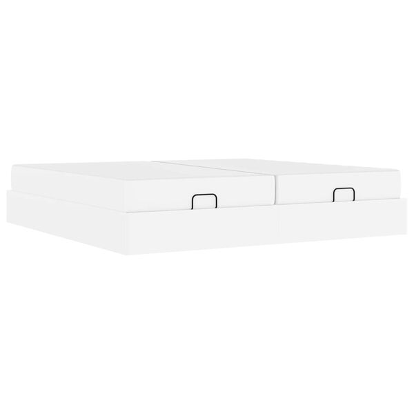 vidaXL Estrutura de cama com colch&atilde;o com colch&atilde;o 2 pcs Branco PVC