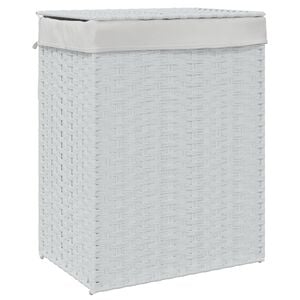 vidaXL Cesto para roupa suja com tampa 46x33x60 cm vime PE branco