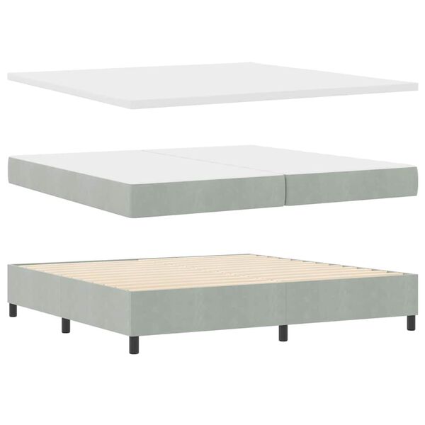vidaXL Cama Box com colch&atilde;o Cinzento-claro 200 x 200 cm Veludo