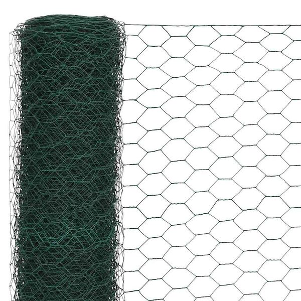 vidaXL Cerca arame galinheiro 25x1,5 m a&ccedil;o c/ revestimento PVC verde