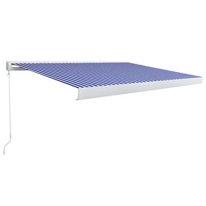 vidaXL Toldo manual com caixa 350x250 cm azul e branco