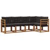 vidaXL Conjunto de Sof&aacute;s para Exterior 5 pcs Natural e Preto
