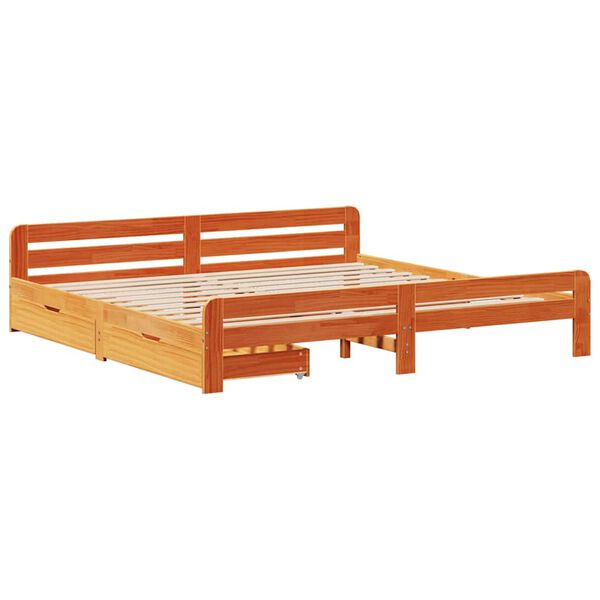 vidaXL Cama sem colch&atilde;o 180x200 cm pinho maci&ccedil;o castanho-mel