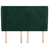 vidaXL Cabeceira cama c/ abas veludo 147x23x118/128 cm verde-escuro