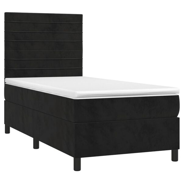vidaXL Cama com molas/colch&atilde;o 90x200 cm veludo preto