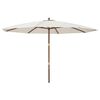 vidaXL Guarda-sol de jardim com poste de madeira 400x273 cm cor areia
