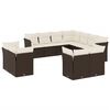vidaXL 11 pcs conjunto sof&aacute;s de jardim c/ almofad&otilde;es vime PE castanho