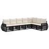 vidaXL Conjunto de Sof&aacute; de Jardim 7 unid. Preto e Branco Creme vime PE