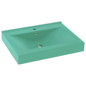 vidaXL Lavat&oacute;rio c/orif&iacute;cio torneira 60x46cm cer&acirc;mica verde-claro mate