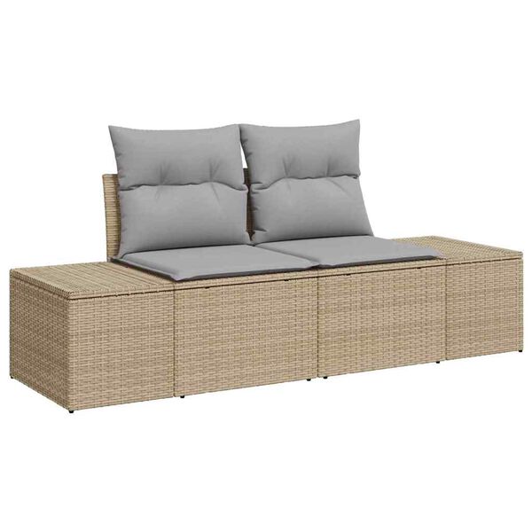 vidaXL Conjunto de Sof&aacute; de Jardim Bege e Cinza Claro Rattan Sint&eacute;tico