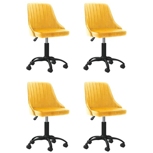 vidaXL Cadeiras de jantar girat&oacute;rias 4 pcs veludo amarelo
