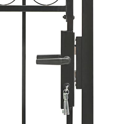 vidaXL Portão para cerca com topo arqueado 100x125 cm aço preto