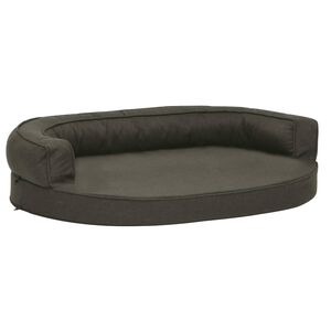 vidaXL Cama p/ cães ergonómica 75x53cm aspeto linho cinzento-escuro