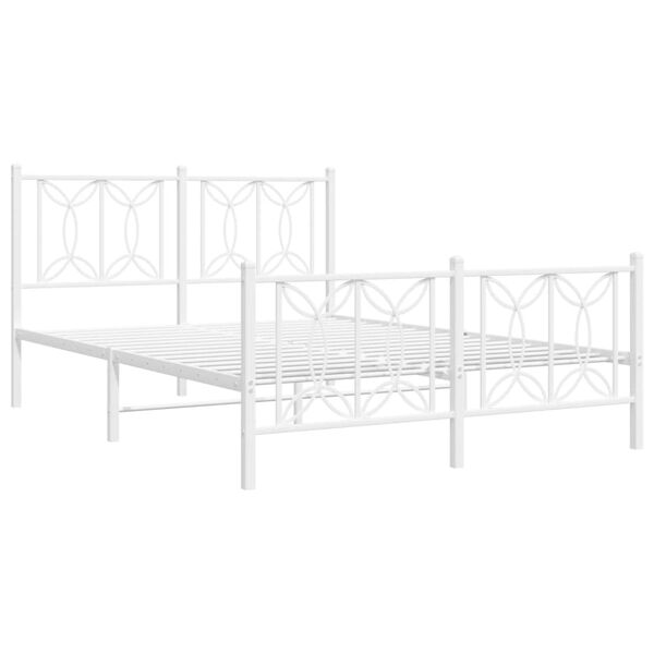 vidaXL Estrutura de cama com cabeceira e pés 140x200 cm metal branco