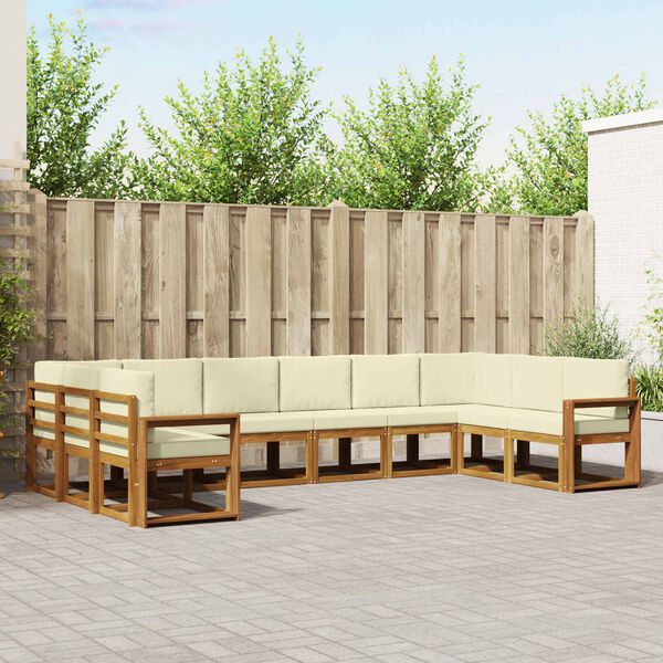 vidaXL Conjunto de Sof&aacute;s para Exterior 10 pcs Natural e Creme