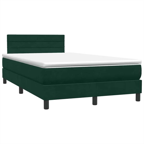 vidaXL Cama com molas/colch&atilde;o 120x220 cm veludo verde-escuro