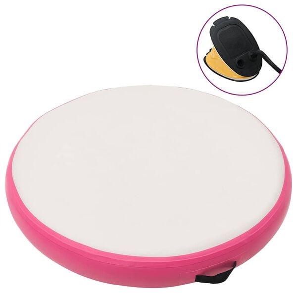 vidaXL Tapete de gin&aacute;stica insufl&aacute;vel com bomba 100x100x10 cm PVC rosa