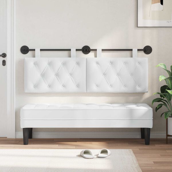 vidaXL Cabeceira Suspensa Branco 130 x 55 x 7 cm tecido